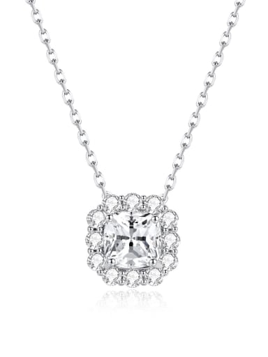 Brass Cubic Zirconia Square Classic Necklace