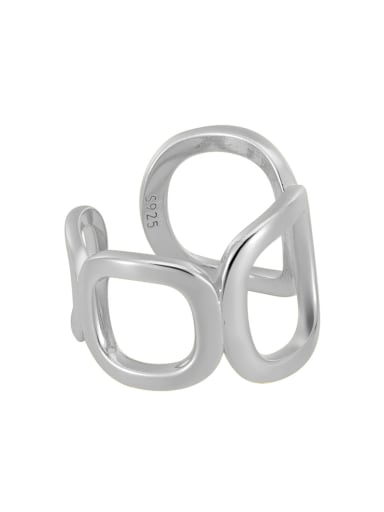 Platinum geometric hollow square ring 925 Sterling Silver  Geometric Minimalist Band Ring