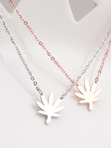 Titanium  Simple Maple Leaf Necklace