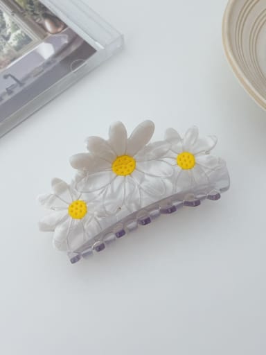 Gem white 9.3cm Cellulose Acetate Trend Flower Alloy Jaw Hair Claw