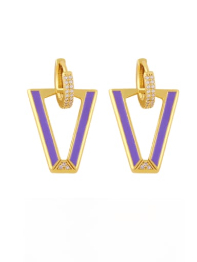 purple Brass Enamel Triangle Hip Hop Stud Earring