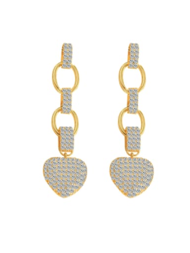 Brass Cubic Zirconia Heart Luxury Cluster Earring