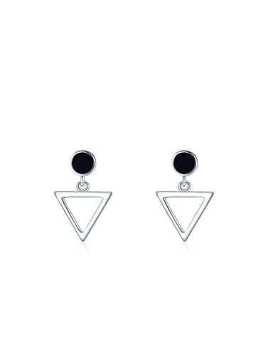 925 Sterling Silver Enamel Triangle Minimalist Stud Earring
