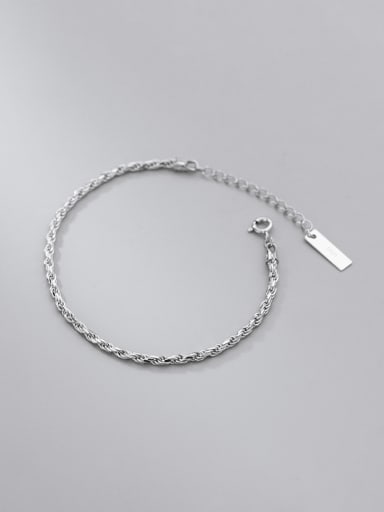 925 Sterling Silver Irregular Minimalist Twist Chain  Bracelet