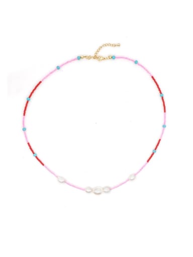 Stainless steel Freshwater Pearl Multi Color Irregular Bohemia Necklace