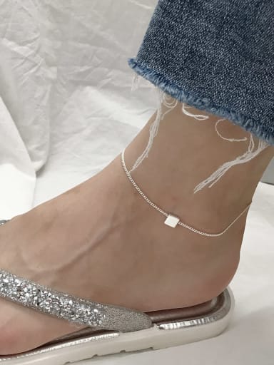 custom 925 Sterling Silver  Minimalist  Smooth Square  Anklet