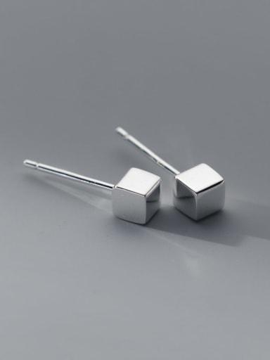 925 Sterling Silver Square Minimalist Stud Earring