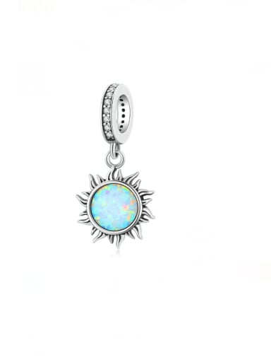 925 Sterling Silver Synthetic Opal Dainty Sun Pendant