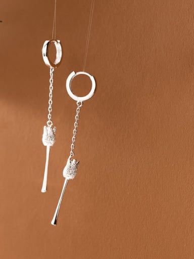 925 Sterling Silver Flower Minimalist Drop Earring
