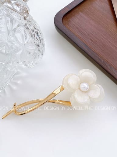 Pearl white 12cm Cellulose Acetate Trend Flower Alloy Hair Barrette