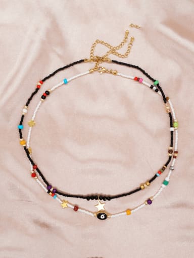 custom Zinc Alloy Miyuki Millet Bead Multi Color Bohemia Beaded Necklace