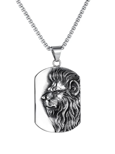 Titanium Steel Geometric Lion Hip Hop Necklace