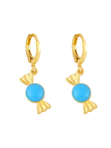 blue Brass Enamel Irregular Candy Trend Huggie Earring