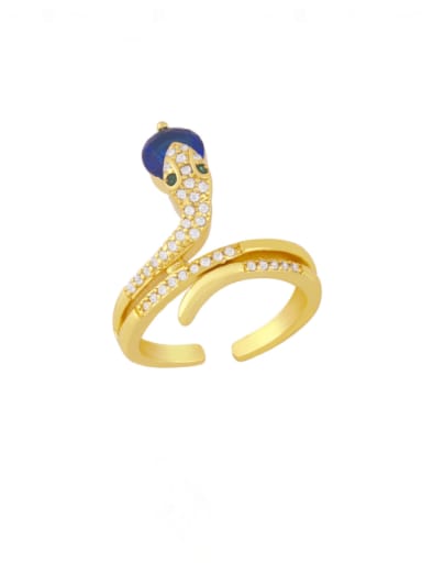 blue Brass Cubic Zirconia Snake Artisan Band Ring
