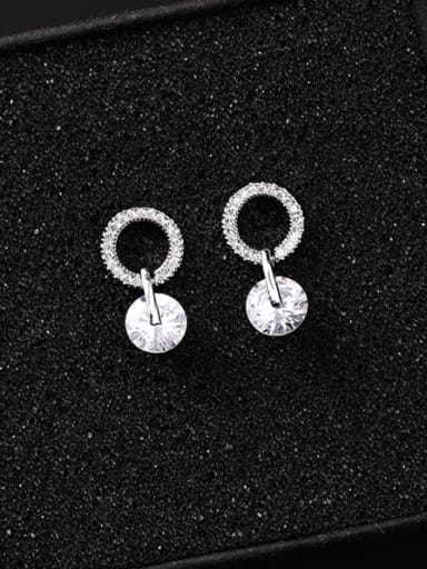 Zinc Alloy Cubic Zirconia White Round Minimalist Cluster Earring