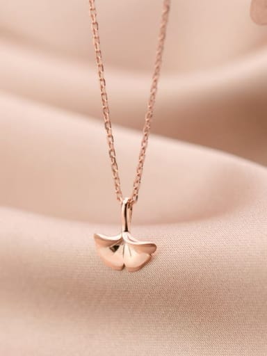 925 Sterling Silver smooth Leaf Minimalist  pendant Necklace