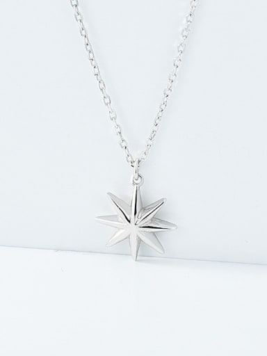 Platinum 925 Sterling Silver Minimalist Smooth Star Pendant Necklace