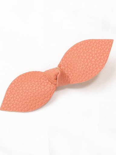 5 orange litchi hairpin Alloy  Leather Cute Bowknot Multi Color Hair Barrette