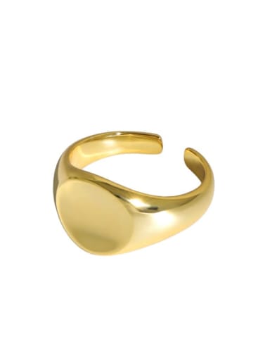 Gold [14 adjustable] 925 Sterling Silver Smooth Geometric Vintage Band Ring