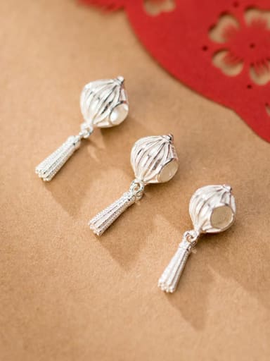 925 Sterling Silver With Tassel lantern  Pendant  DIY Jewelry Accessories