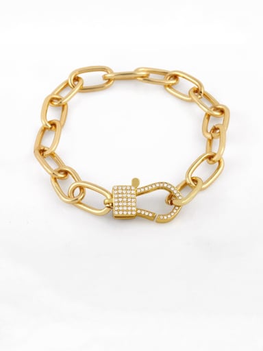Key Chain Bracelet Brass Cubic Zirconia Geometric Hip Hop Link Bracelet