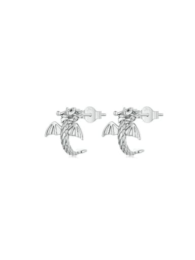 925 Sterling Silver Dragon Vintage Huggie Earring
