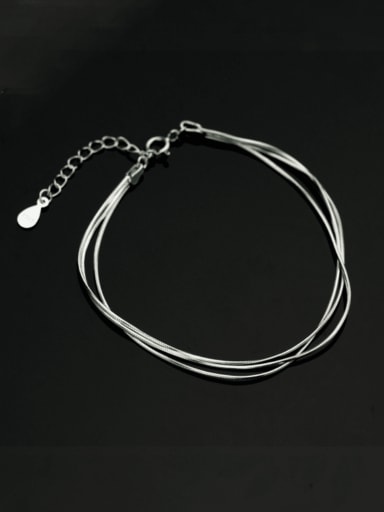 925 Sterling Silver Snake Minimalist Snake Bone Chain  Strand Bracelet