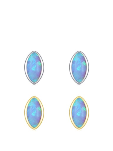 925 Sterling Silver Opal Geometric Minimalist Stud Earring