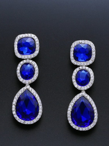 Alloy Glass Stone Water Drop Bohemia Cluster Earring