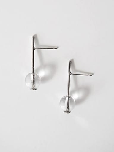 925 Sterling Silver Glass Bead Ball Minimalist Drop Earring