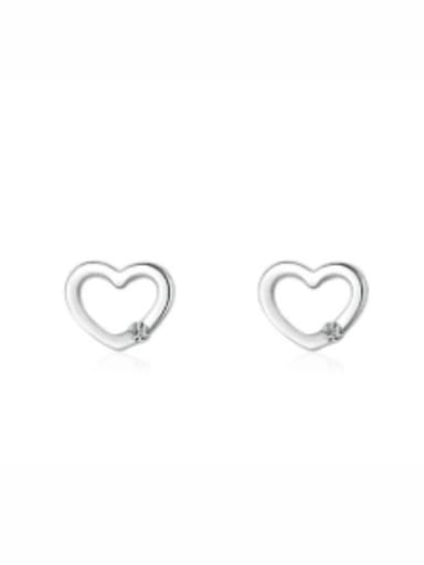 silver 925 Sterling Silver Heart Minimalist Stud Earring