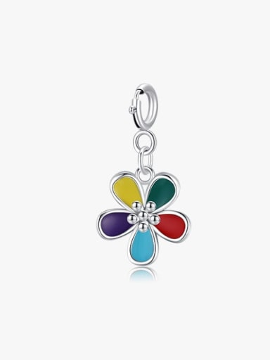 925 Sterling Silver Enamel Minimalist Flower Pendant