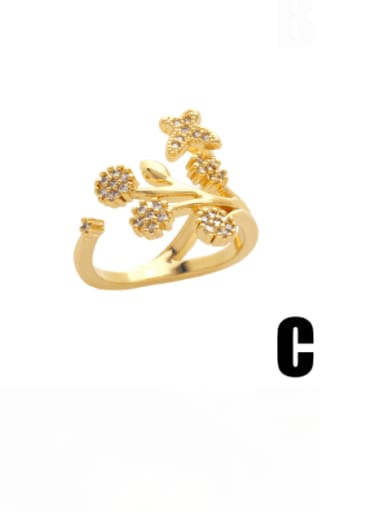 C Brass Cubic Zirconia Irregular Hip Hop Band Ring