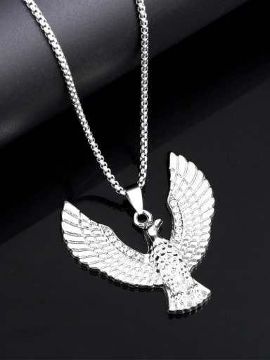 custom Stainless steel  Chain Alloy Pendant Rhinestone Eagle Hip Hop Long Strand Necklace