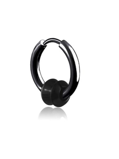 black Ear Deduction Titanium Round Minimalist Clip Earring