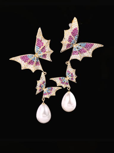 ColoredCubic Zirconia Brass Cubic Zirconia Butterfly Luxury Cluster Earring