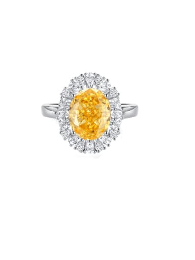 FDJZ 064 Goose Yellow 925 Sterling Silver High Carbon Diamond Geometric Luxury Cocktail Ring