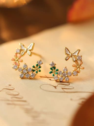 925 Sterling Silver Enamel Flower Dainty Stud Earring