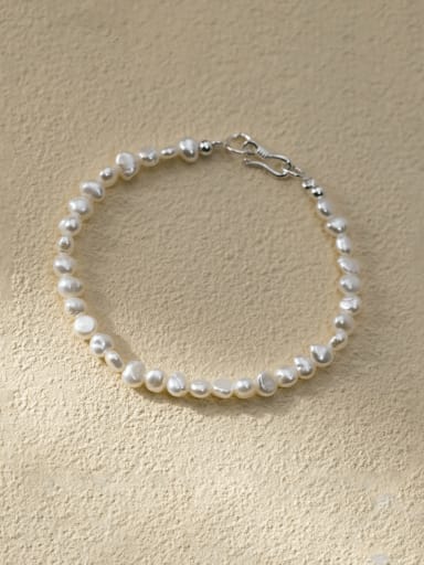 925 Sterling Silver Freshwater Pearl Irregular Trend Handmade Beaded Bracelet