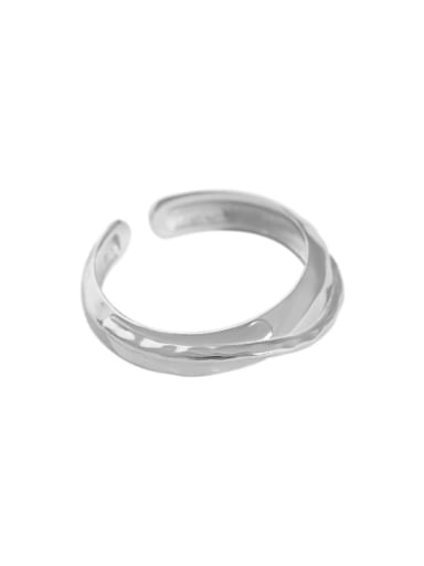 Platinum [14 adjustable] 925 Sterling Silver Irregular Vintage Band Ring