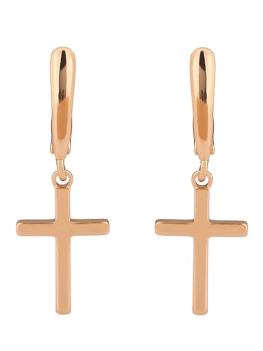 Brass Cross Minimalist Huggie Earring