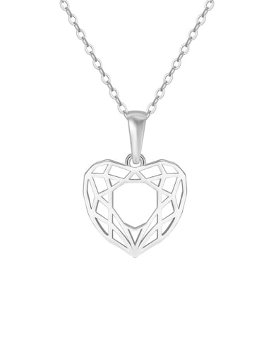 platinum,45CM,:2.04g 925 Sterling Silver Heart Minimalist Necklace