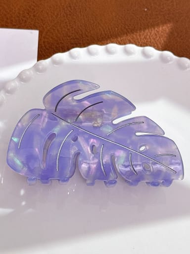 Purple 9.3cm Cellulose Acetate Trend Leaf Alloy Jaw Hair Claw