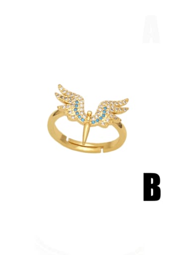 B Brass Cubic Zirconia Wing Vintage Band Ring