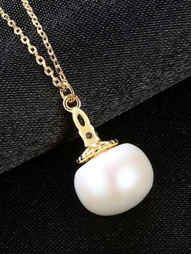 White 6G02 925 Sterling Silver Freshwater Pearl Pendant Necklace