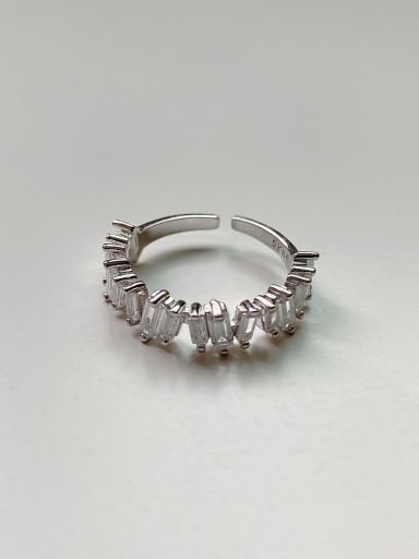 925 Sterling Silver Cubic Zirconia Geometric Minimalist Free Size Ring