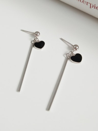 925 Sterling Silver Heart tassel minimalist thread Earring