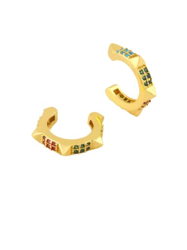Brass Cubic Zirconia Geometric Minimalist Cip Cluster Earring