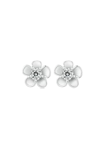 925 Sterling Silver Moissanite Flower Dainty Stud Earring
