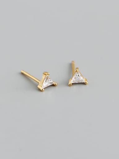 925 Sterling Silver Cubic Zirconia Triangle Minimalist Stud Earring